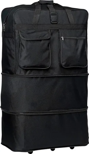BLACK 40" Polyester Expandable Rolling Wheeled Duffel Bag, Spinner Suitcase, NEW