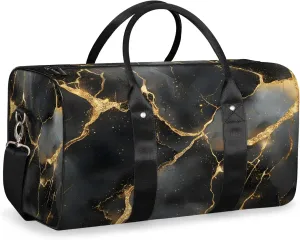 Black Duffle Bag for Travel, Overnight Weekend Gym Carry On Luggage Bag, Marble Travel Duffel Bag for Men Women