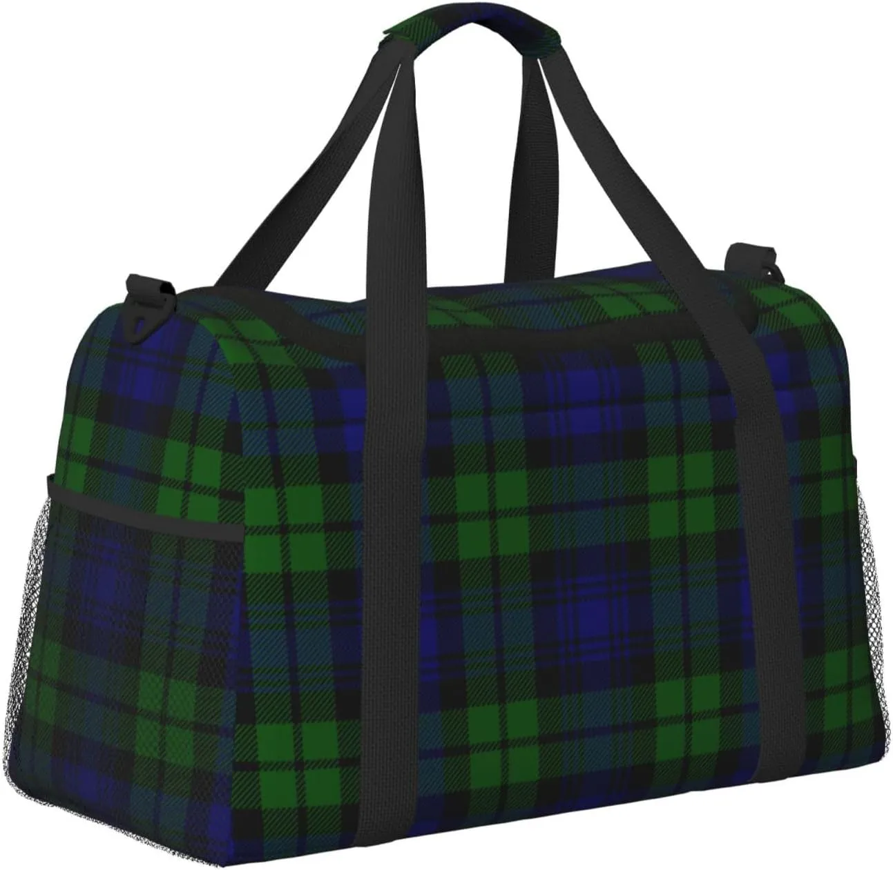 Black Tartan Travel Duffel Bag Large Foldable Waterproof Overnight Bag For Beach Swim Bags Pool Sports Gym