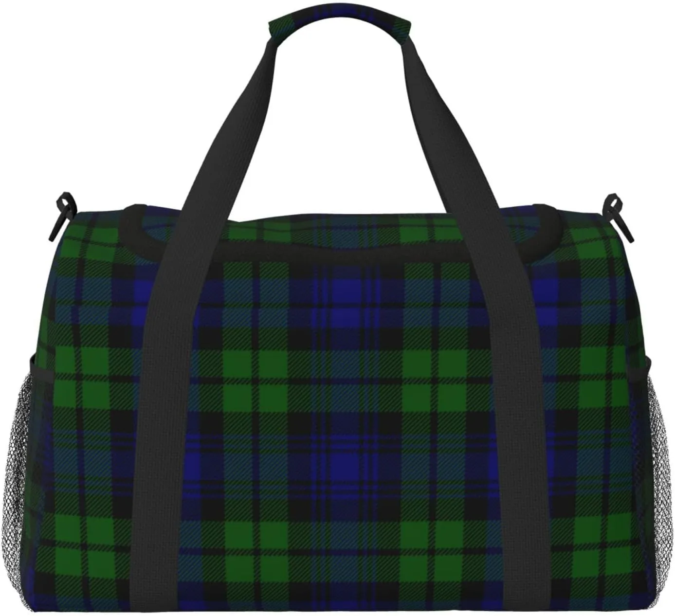 Black Tartan Travel Duffel Bag Large Foldable Waterproof Overnight Bag For Beach Swim Bags Pool Sports Gym