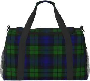 Black Tartan Travel Duffel Bag Large Foldable Waterproof Overnight Bag For Beach Swim Bags Pool Sports Gym