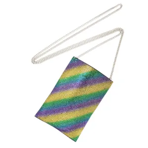 Bling Rhinestone Mardi Gras Crossbody Bag Cell Phone ID Holder