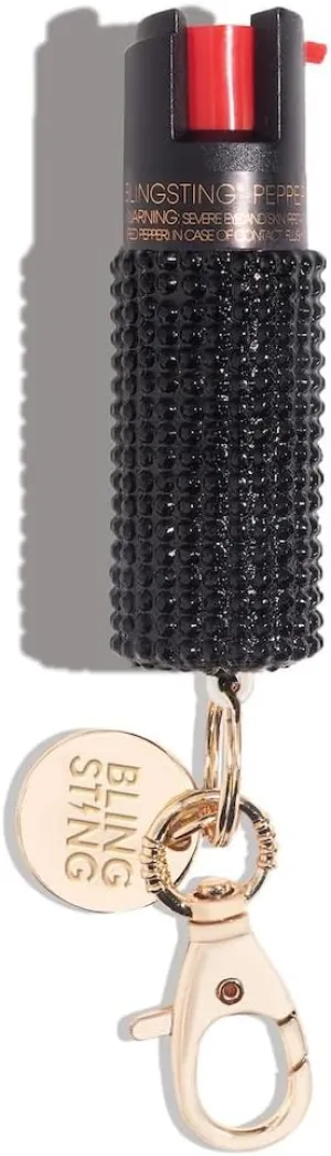 BLINGSTING Pepper Spray for Women - Maximum Strength OC Self Defense Spray - 12 ft Range - UV Marking Dye for Police ID - Swipe Safety Lock - Compact & Fashionable Keychain