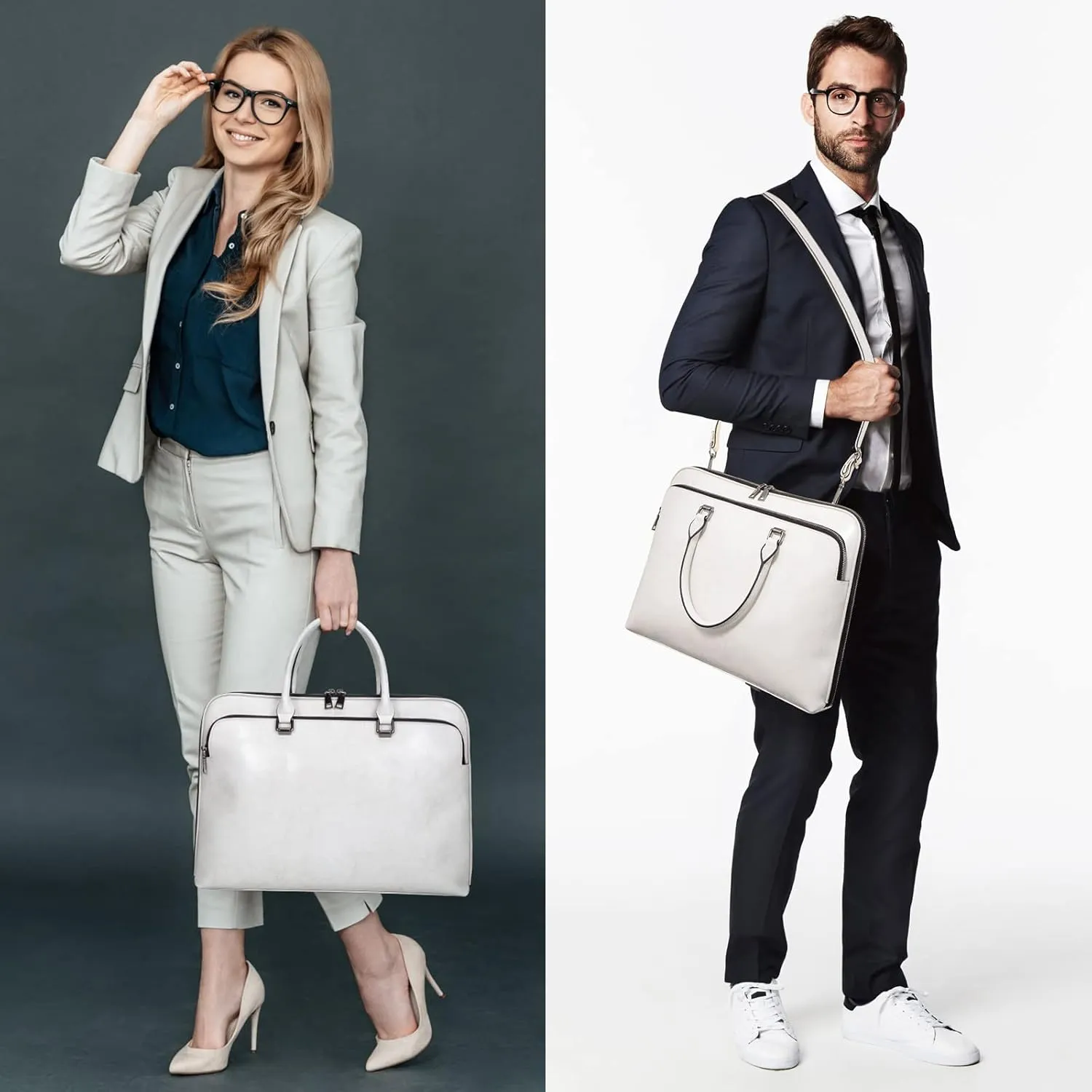 Blofinche Laptop Messenger shoulder bag: Genuine Leather work Briefcase 13.3 15.6 inch designer handbag