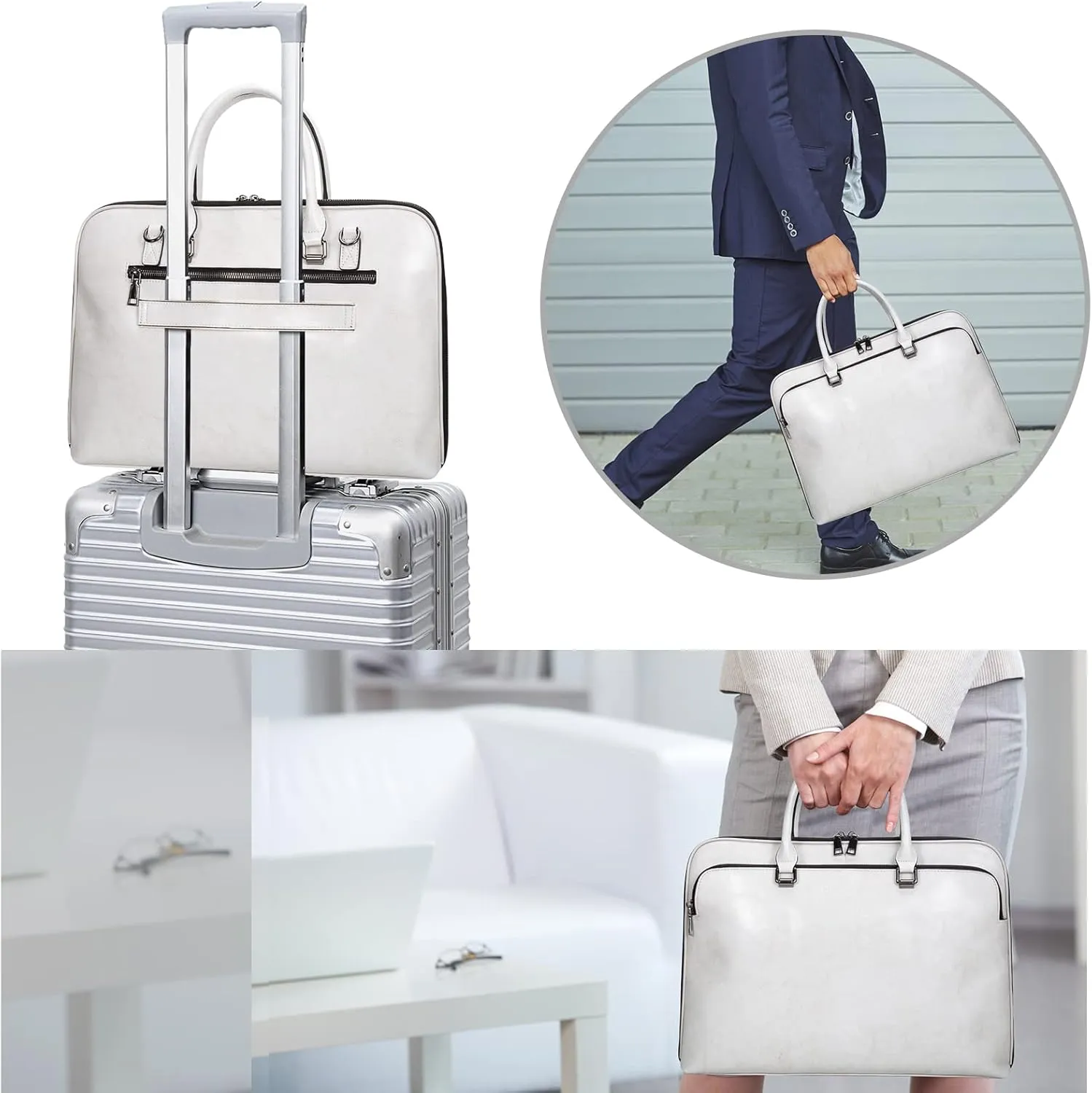 Blofinche Laptop Messenger shoulder bag: Genuine Leather work Briefcase 13.3 15.6 inch designer handbag