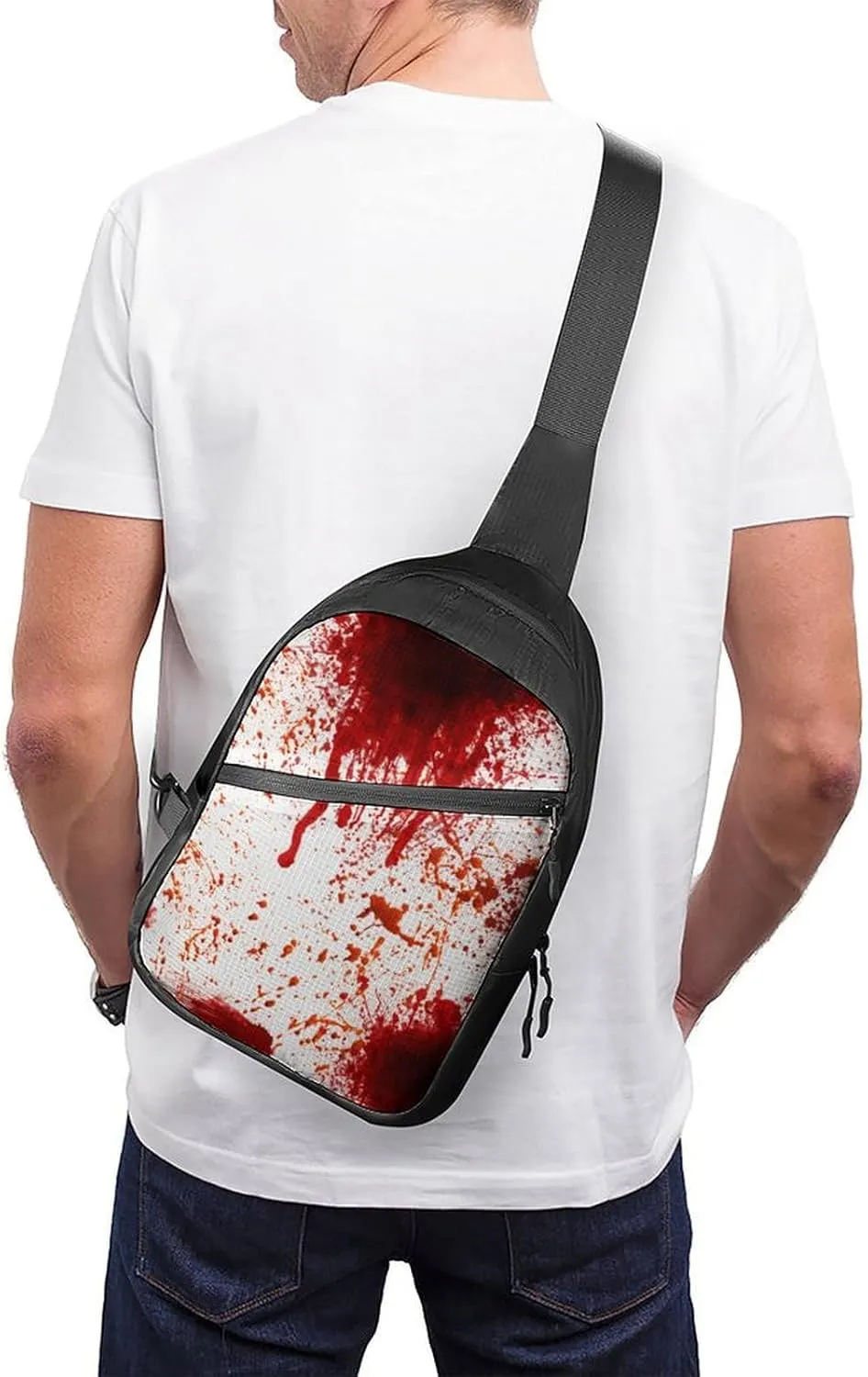 Blood Splatter Horror Foldable And Space Saving Chest Bag, Large Capacity And Portable Chest Bag