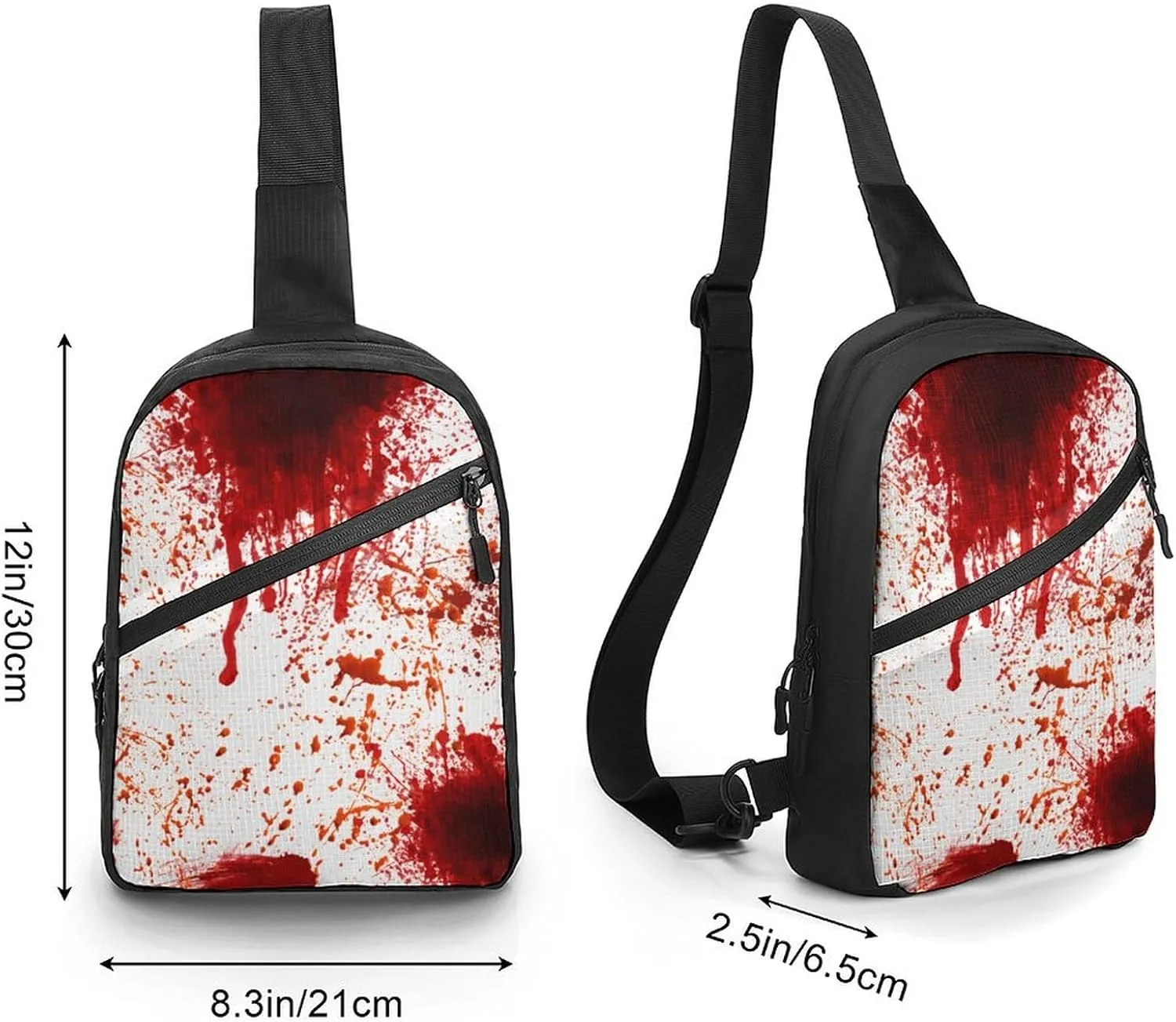Blood Splatter Horror Foldable And Space Saving Chest Bag, Large Capacity And Portable Chest Bag