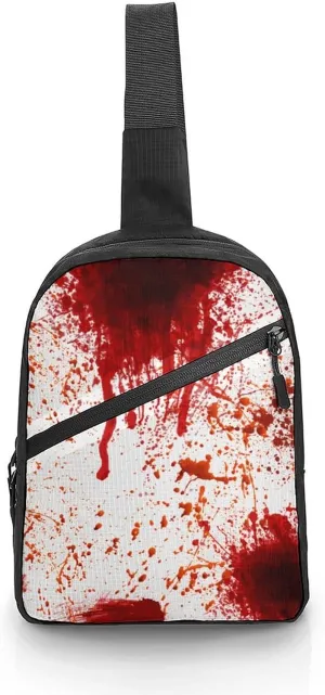 Blood Splatter Horror Foldable And Space Saving Chest Bag, Large Capacity And Portable Chest Bag