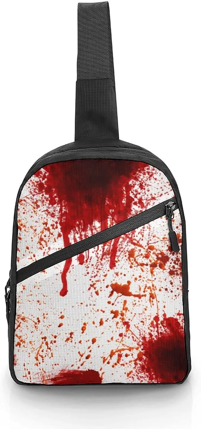 Blood Splatter Horror Foldable And Space Saving Chest Bag, Large Capacity And Portable Chest Bag