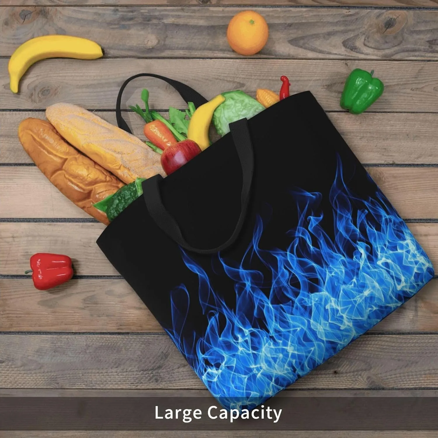 Blue Camo Print Tote Bags Reusable Grocery Bag Shoulde Bag Handbag For Office Shopping Travel Women Casual Work
