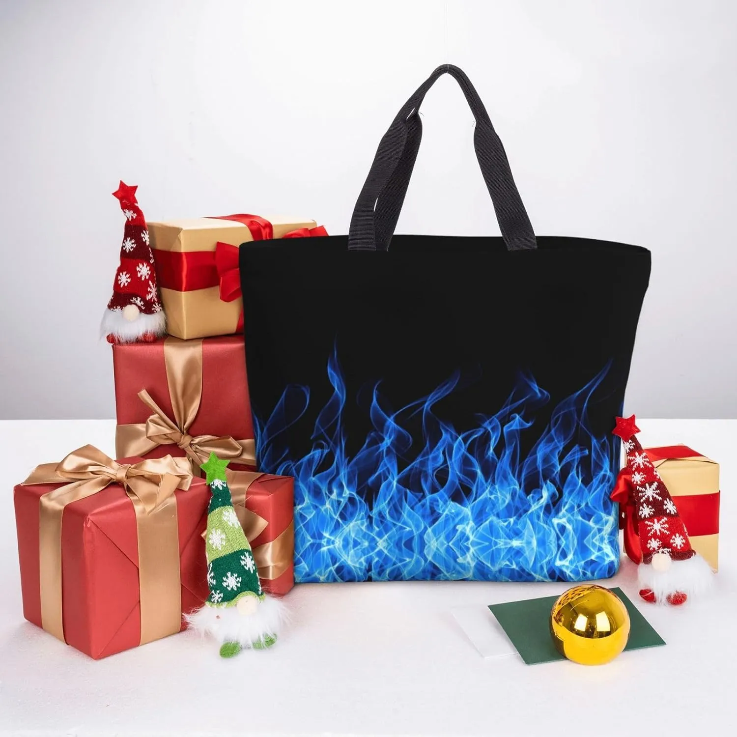 Blue Camo Print Tote Bags Reusable Grocery Bag Shoulde Bag Handbag For Office Shopping Travel Women Casual Work