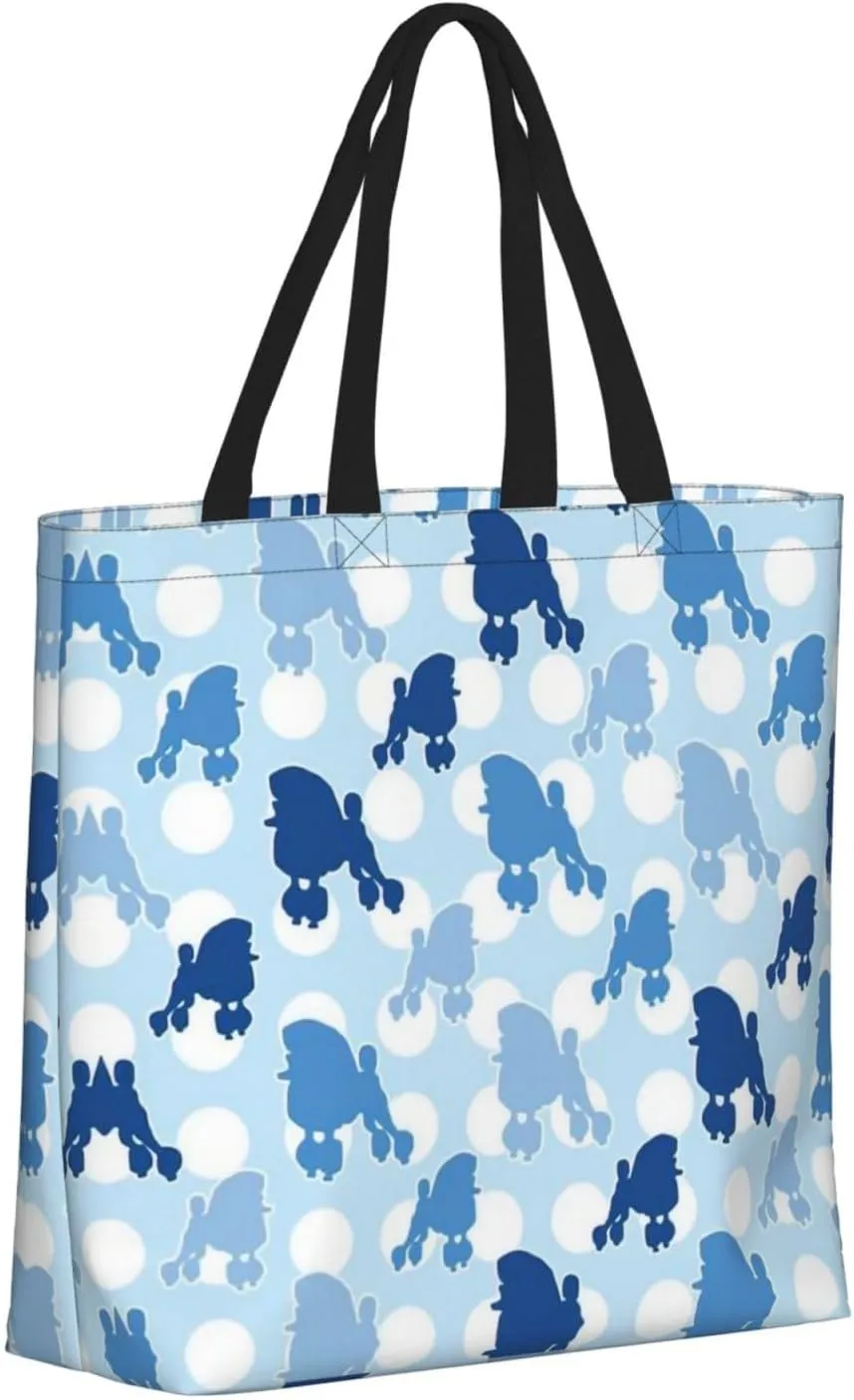 Blue Camo Print Tote Bags Reusable Grocery Bag Shoulde Bag Handbag For Office Shopping Travel Women Casual Work