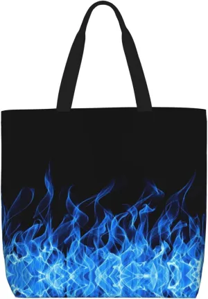 Blue Camo Print Tote Bags Reusable Grocery Bag Shoulde Bag Handbag For Office Shopping Travel Women Casual Work