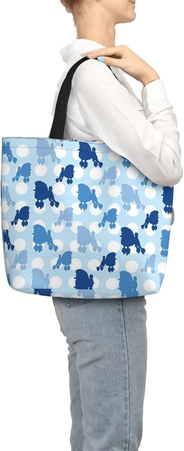 Blue Camo Print Tote Bags Reusable Grocery Bag Shoulde Bag Handbag For Office Shopping Travel Women Casual Work