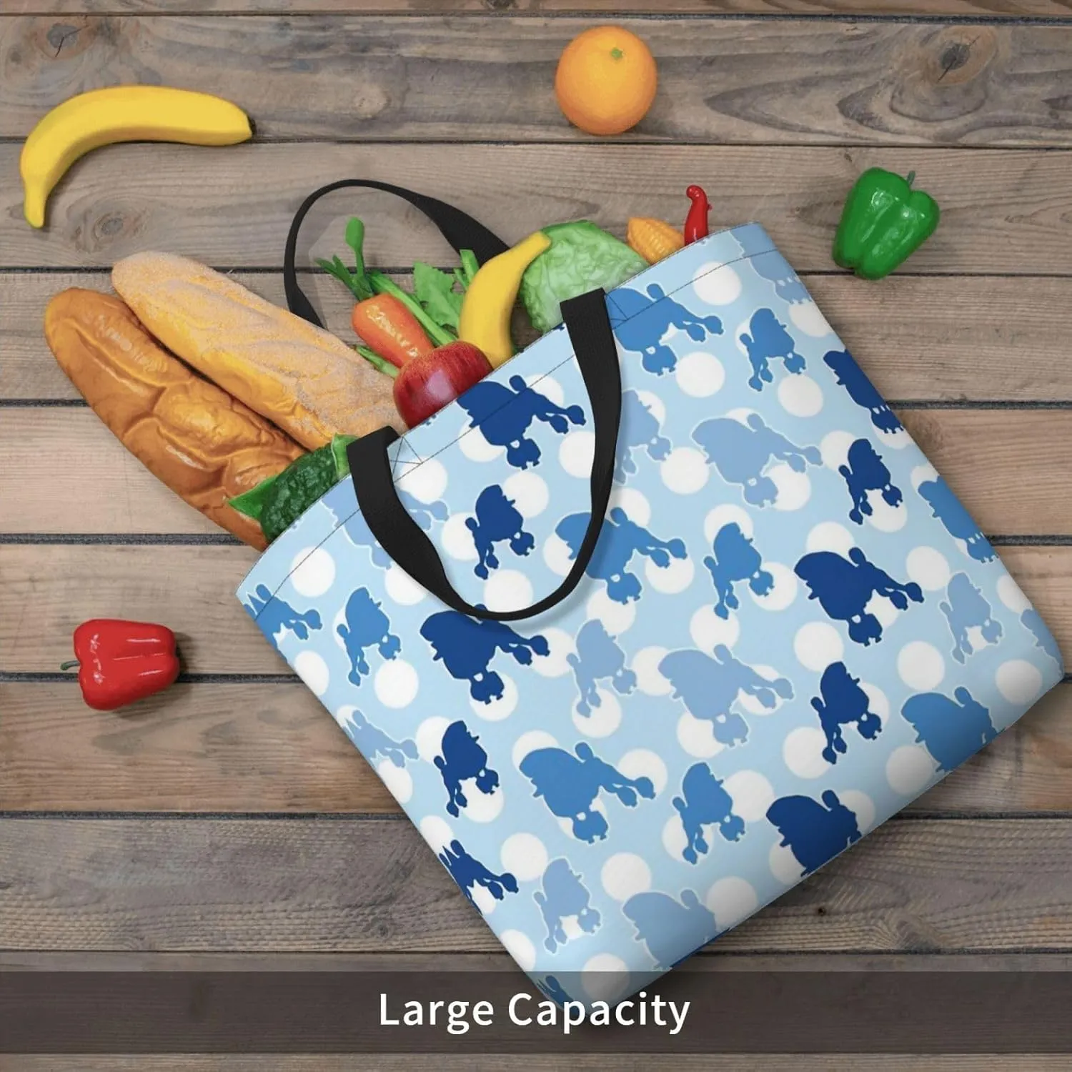 Blue Camo Print Tote Bags Reusable Grocery Bag Shoulde Bag Handbag For Office Shopping Travel Women Casual Work