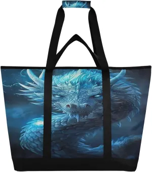 Blue Dragon Reusable Insulated Lunchbox Cooler Bag, Leakproof Kitchen Grocery Bag Collapsible Portable Cooler Tote Bag for Picnic, Camping, Office, Travel