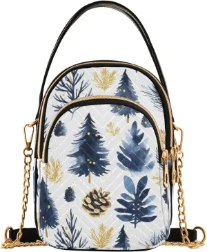 Blue Pine Cones Small Crossbody Bags for Women Adjustable Strap Purses Travel Handbags 20860497