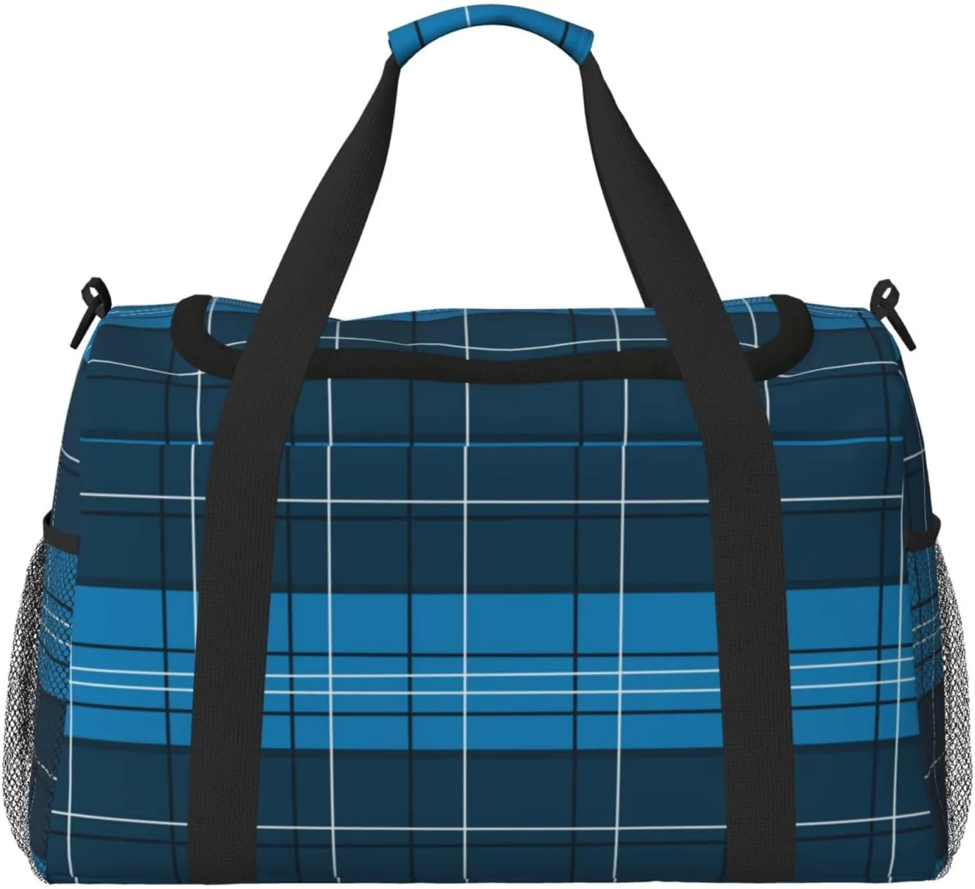 Blue Plaid Travel Duffel Bag Large Foldable Waterproof Overnight Bag For Beach Swim Bags Pool Sports Gym