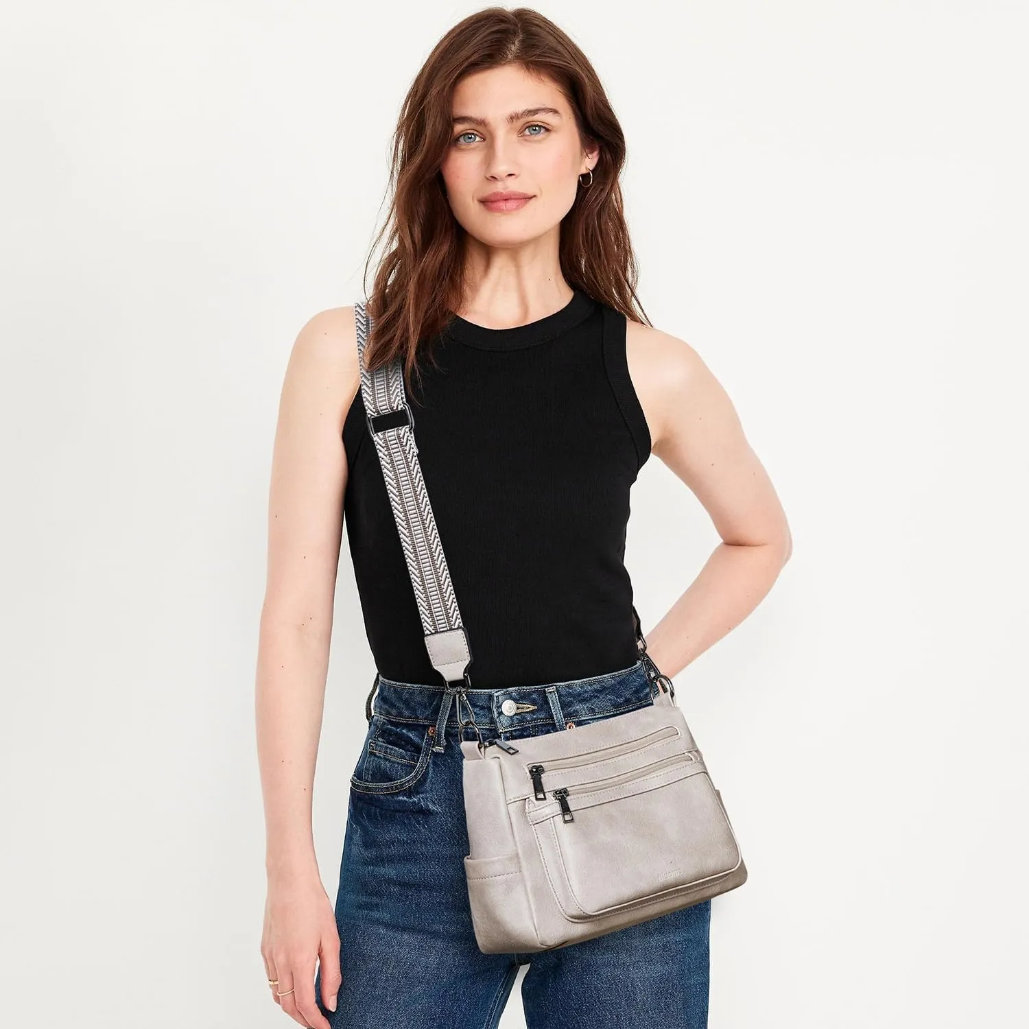 Bluome Crossbody Purses for Women, Vegan Leather Shoulder Bag Handbags Medium Hobo Bag with Guitar Strap