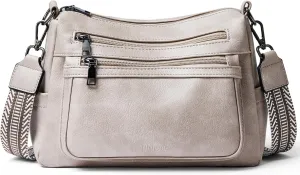 Bluome Crossbody Purses for Women, Vegan Leather Shoulder Bag Handbags Medium Hobo Bag with Guitar Strap