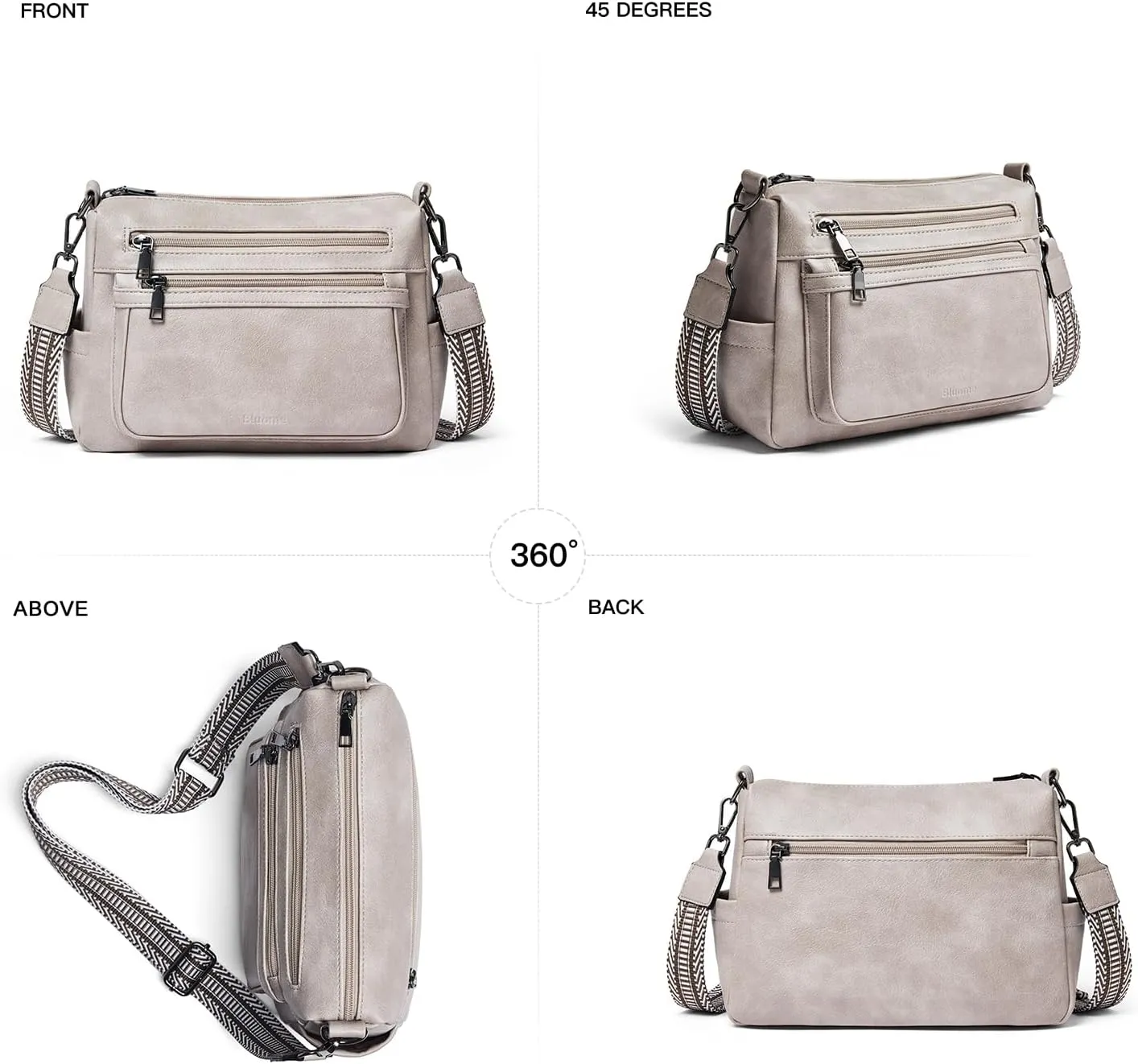 Bluome Crossbody Purses for Women, Vegan Leather Shoulder Bag Handbags Medium Hobo Bag with Guitar Strap