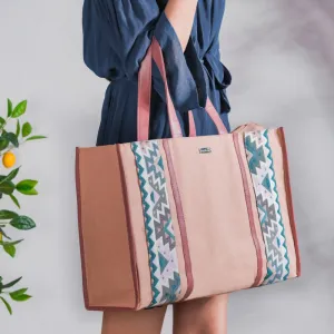 Boho Shopper Bag Pink Large 17 X 12 Inch