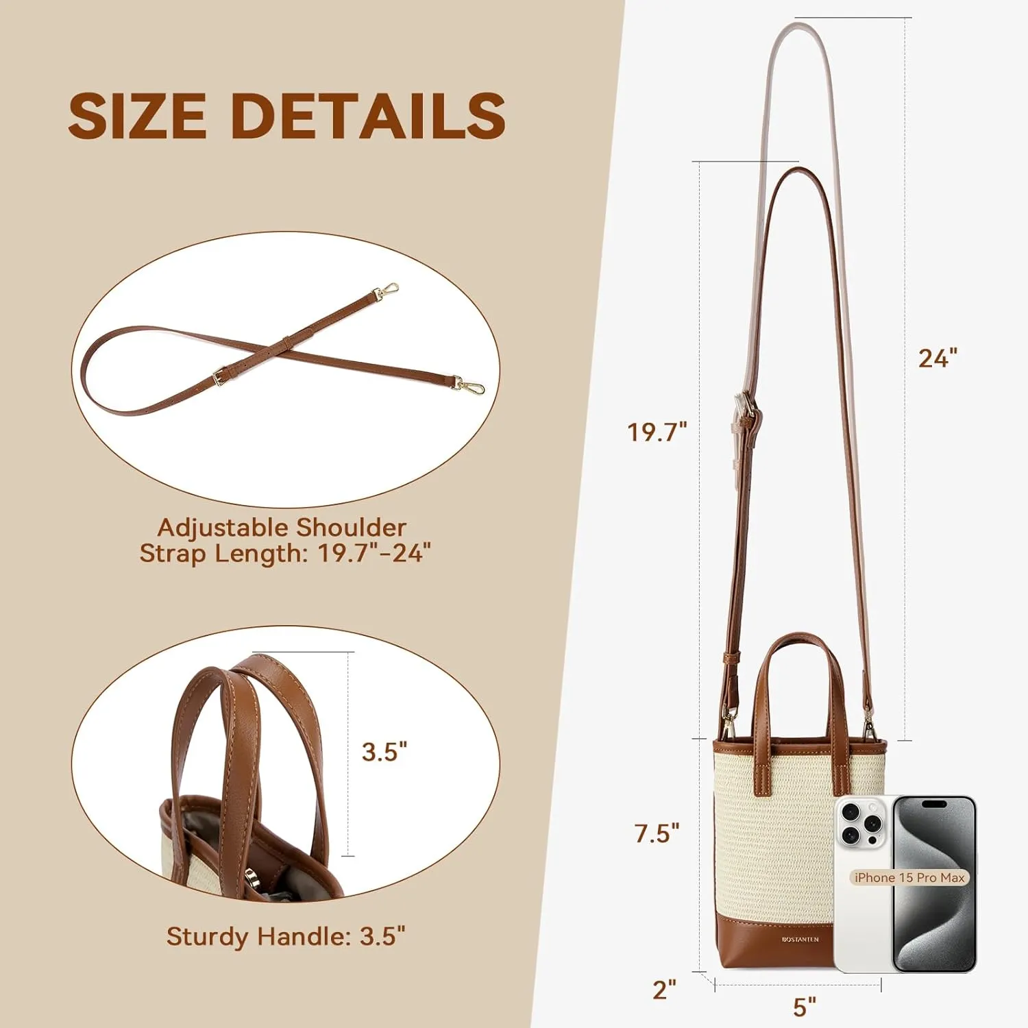 BOSTANTEN Small Crossbody Purse for Women Mini Tote Bag Top Handle Shoulder Bag Compact Handbags with Adjustable Strap