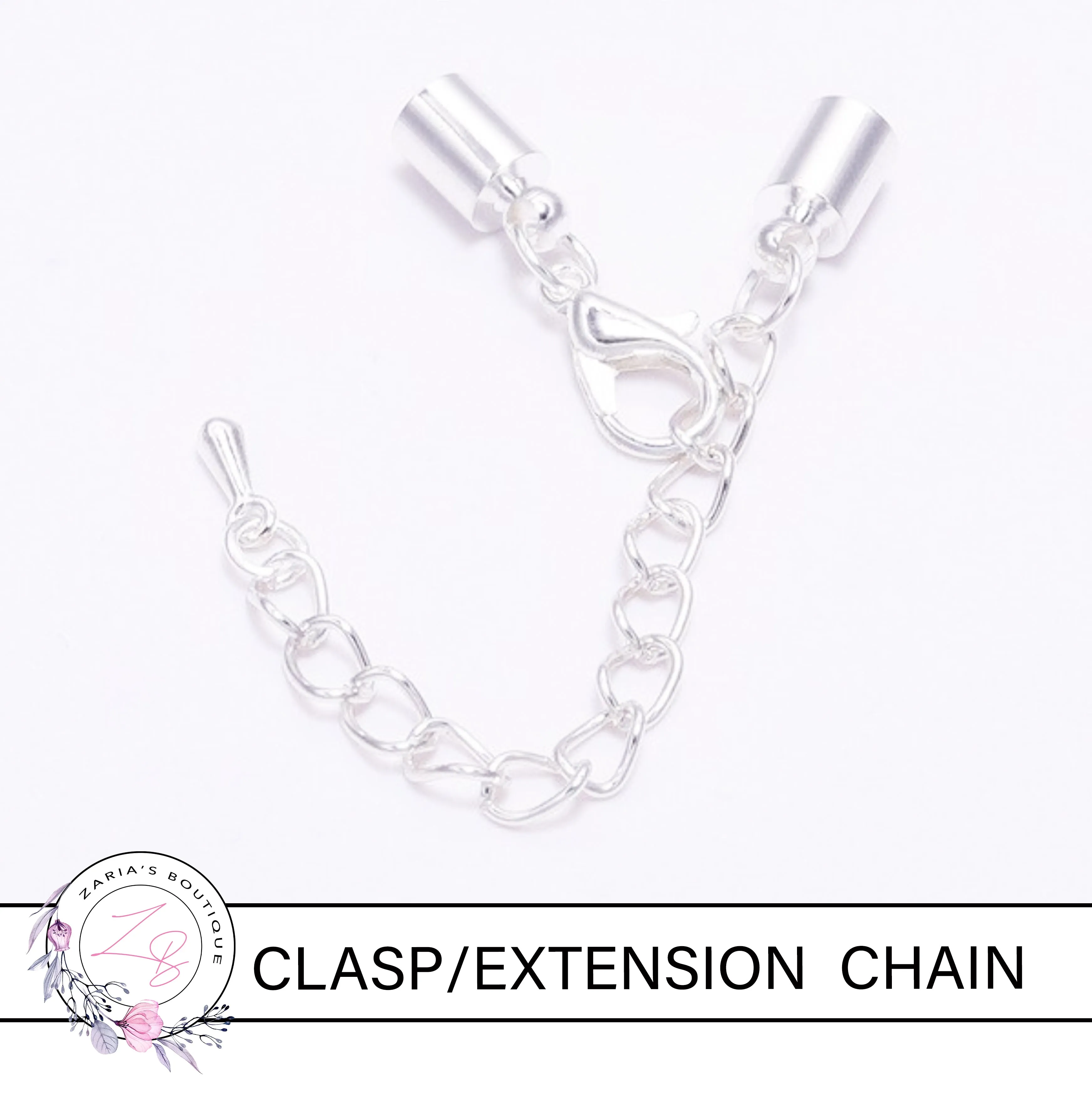 Bracelet/Necklace Lobster Clasp Connectors with chain adjustment - Silver