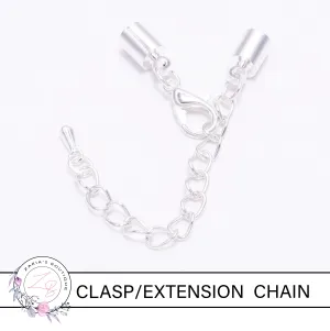 Bracelet/Necklace Lobster Clasp Connectors with chain adjustment - Silver