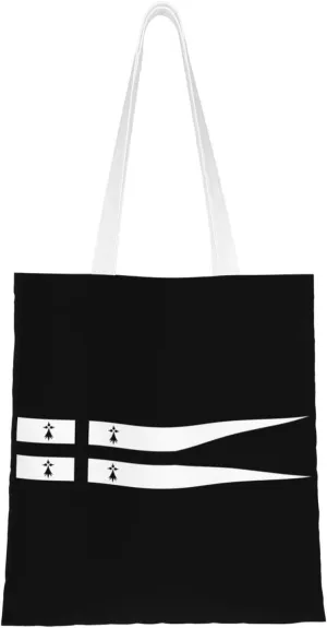 Breton Army Flag And Ensign (14th-16th Centuries) Tote Bag for Women Canvas Shopping Bags Reusable Large Capacity Casual Shoulder Handbags Grocery Bags DIY Gift Bags