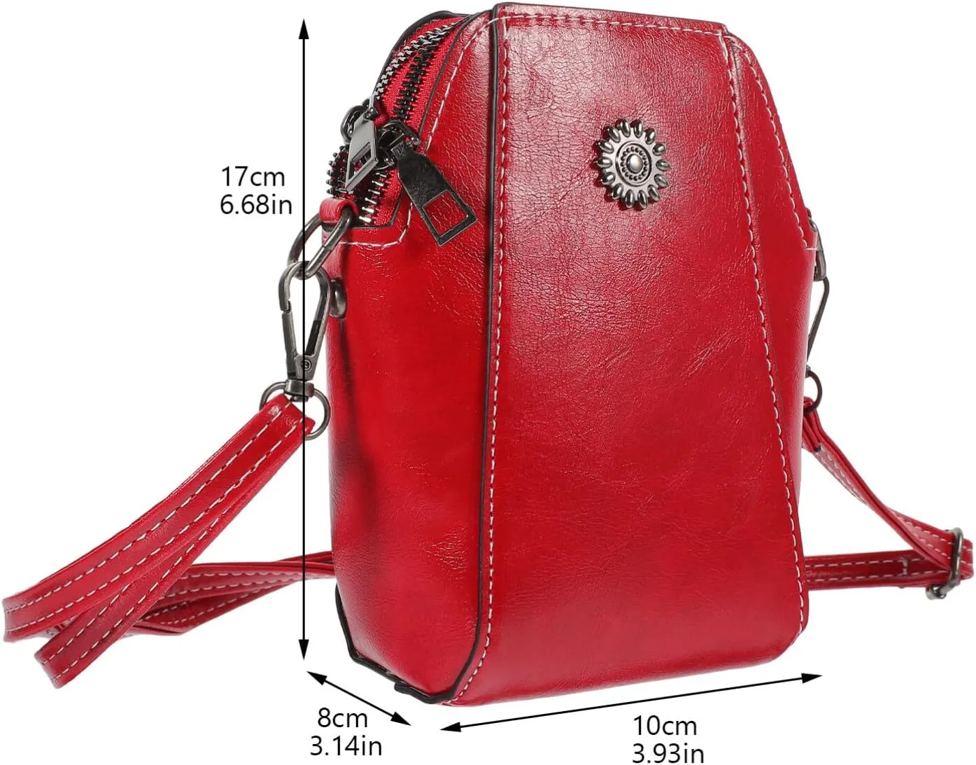 Brown Vintage PU Leather Crossbody Phone Bag Cell Phone Purse Mini Crossbody Wallet Purse with Zipper for Women