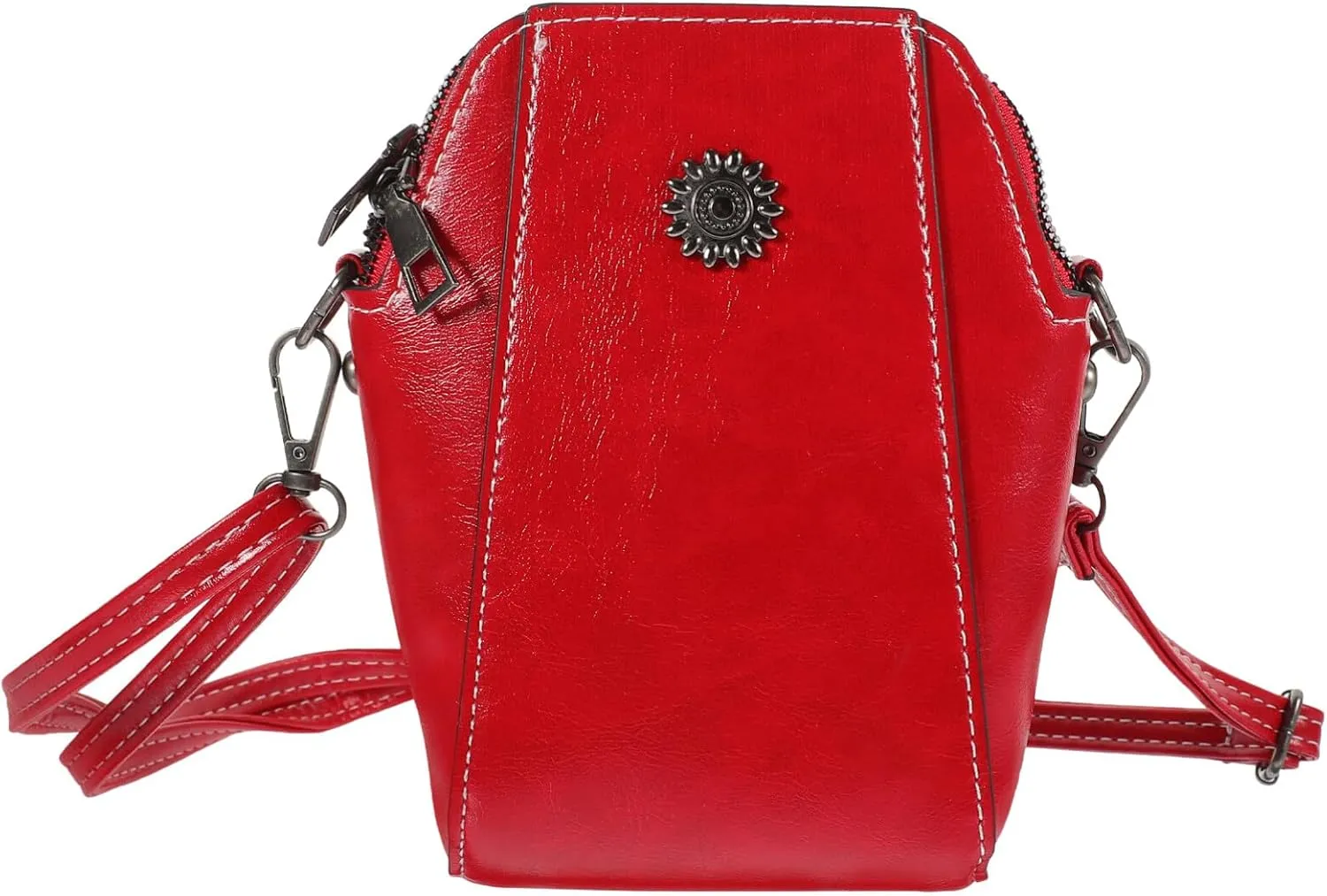 Brown Vintage PU Leather Crossbody Phone Bag Cell Phone Purse Mini Crossbody Wallet Purse with Zipper for Women