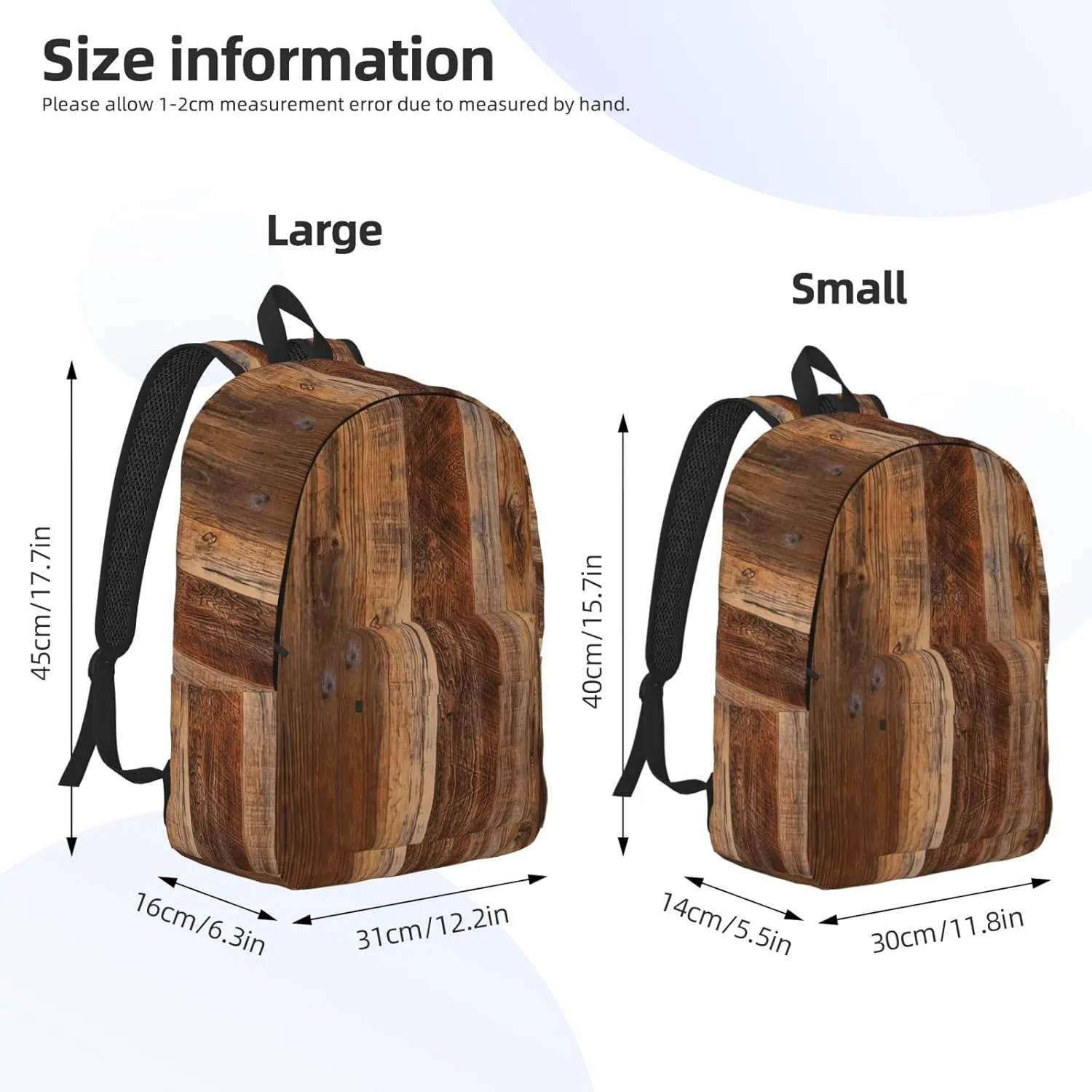 Brown Wooden Canvas Casual Lightweight Duffel Bag, Fashion Duffel Bag, Unisex Travel Backpack