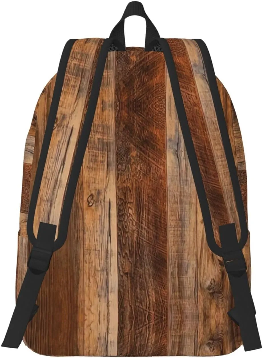 Brown Wooden Canvas Casual Lightweight Duffel Bag, Fashion Duffel Bag, Unisex Travel Backpack