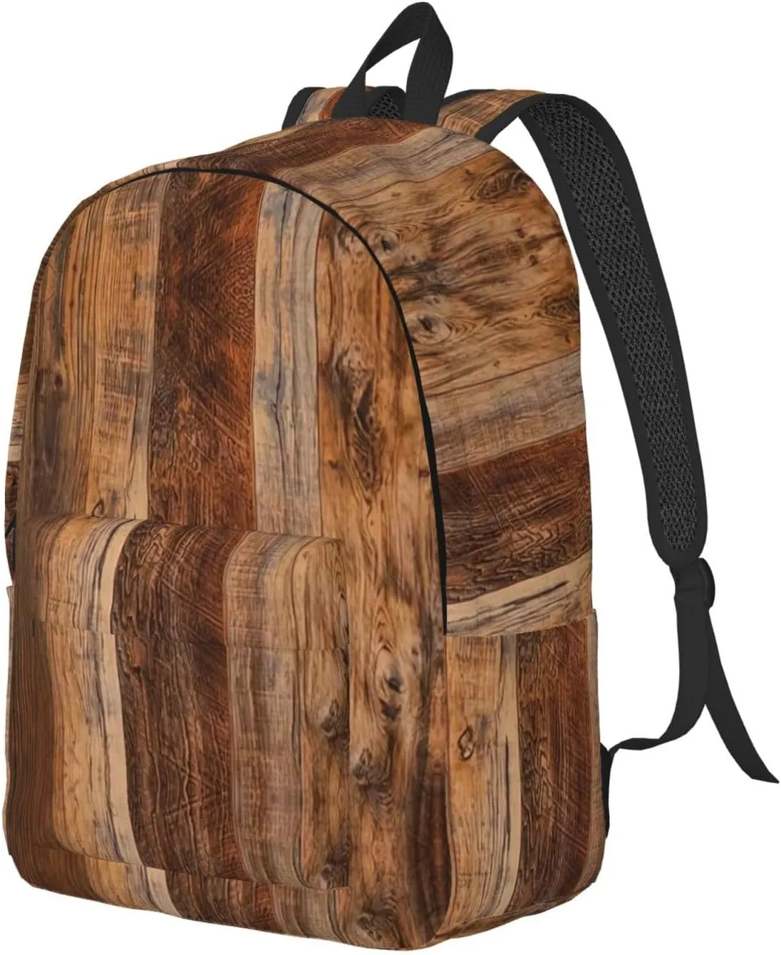 Brown Wooden Canvas Casual Lightweight Duffel Bag, Fashion Duffel Bag, Unisex Travel Backpack