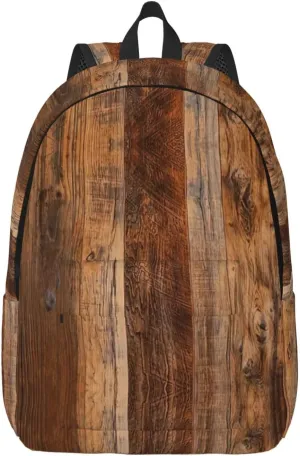 Brown Wooden Canvas Casual Lightweight Duffel Bag, Fashion Duffel Bag, Unisex Travel Backpack