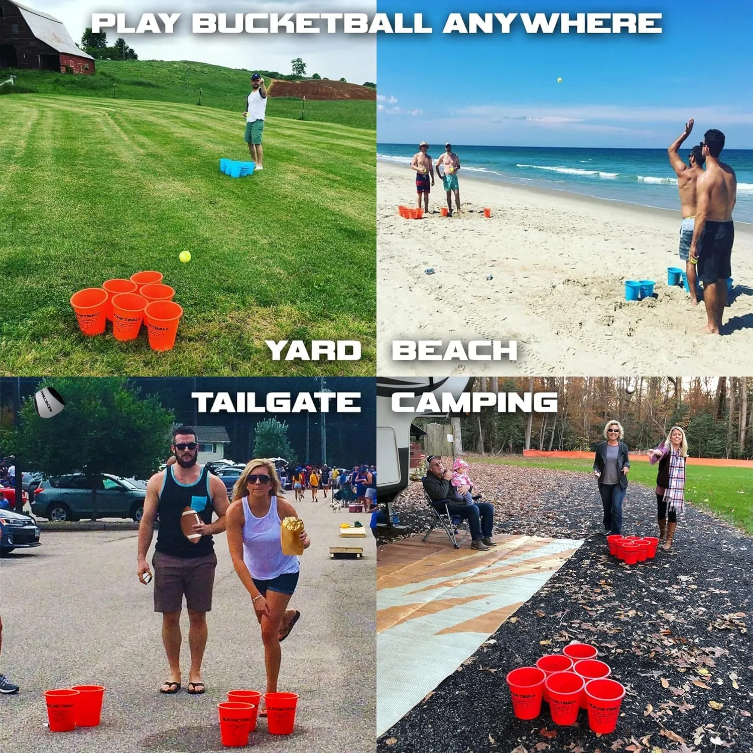 BucketBall | Team Color Edition | Combo Pack (Green/White): Original Yard Pong Game: Best Camping, Beach, Lawn, Outdoor, Family, Adult, Tailgate, Jumbo, Giant Game