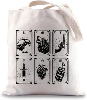 BWWKTOP Bookworm Crow Tote Bag Book Lovers Gift Crows Shoulder Bag Reusable Bag For Bookish Book Nerds