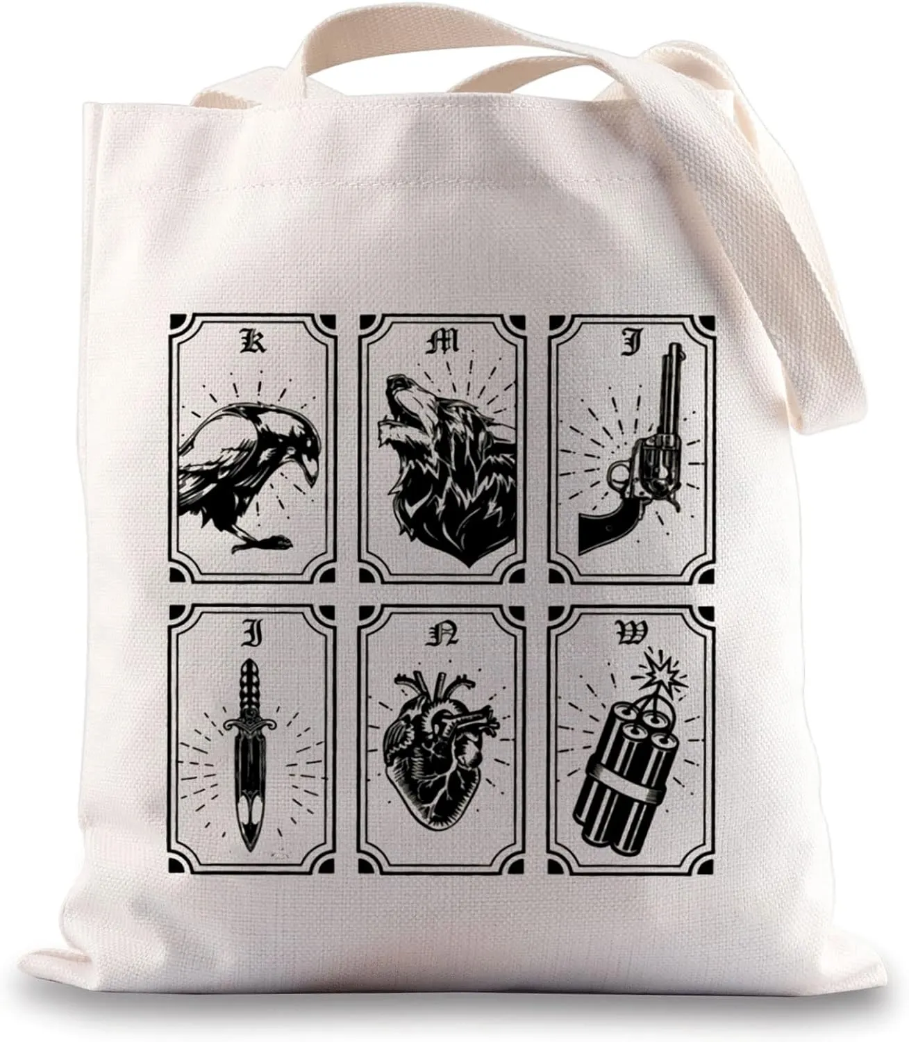 BWWKTOP Bookworm Crow Tote Bag Book Lovers Gift Crows Shoulder Bag Reusable Bag For Bookish Book Nerds