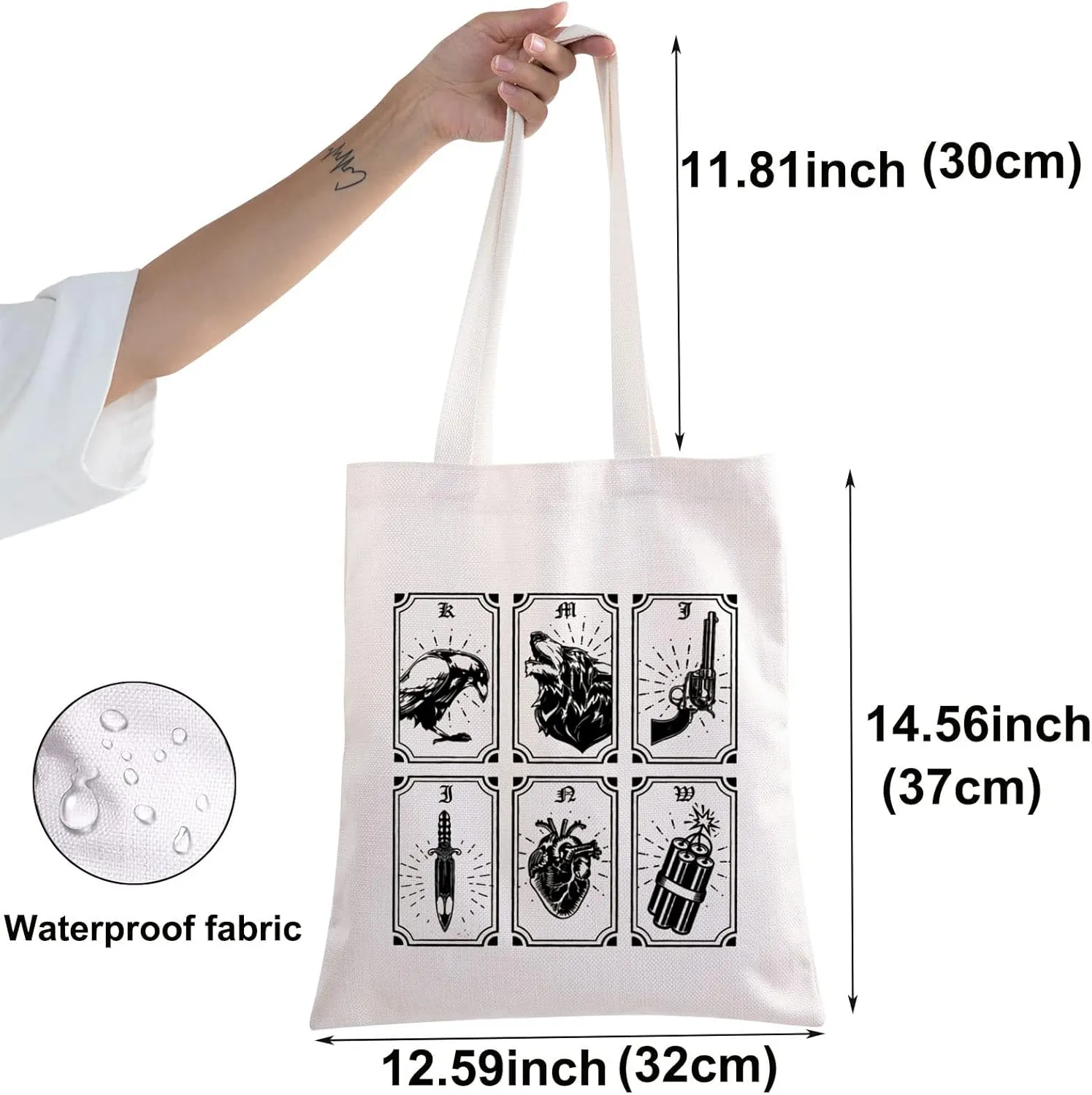 BWWKTOP Bookworm Crow Tote Bag Book Lovers Gift Crows Shoulder Bag Reusable Bag For Bookish Book Nerds