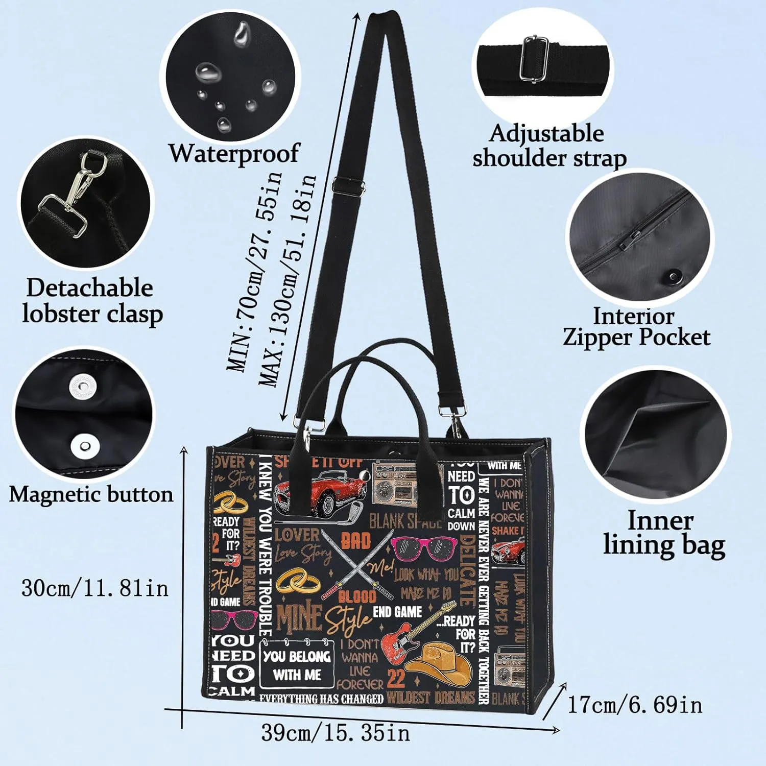 BWWKTOP WZMPA Singer Album Canvas Tote Bag Tour Gifts Song Lyrics Shoulder Bag Merchandise