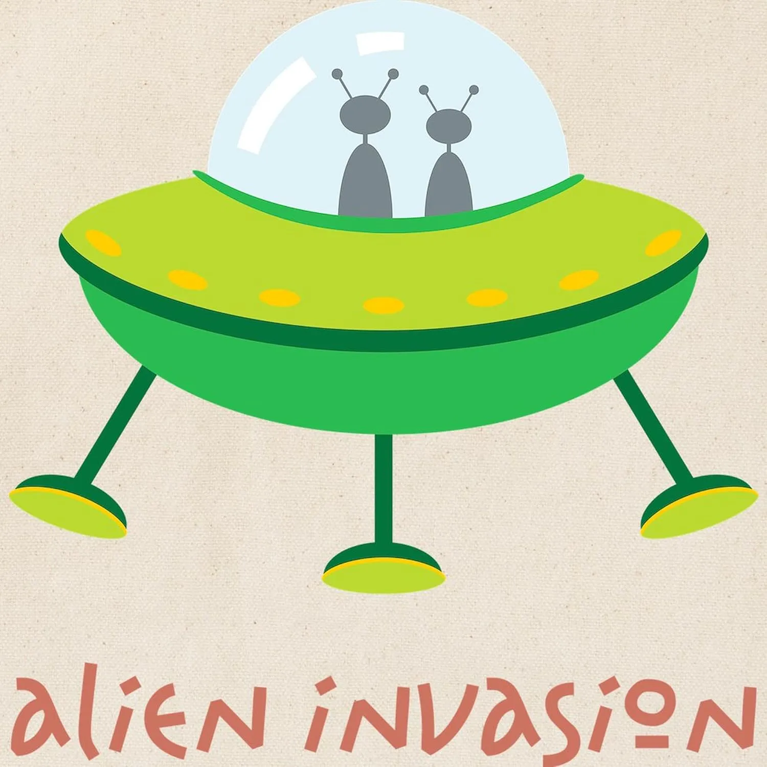 CafePress Alien Invasion Tote Bag Reusable Natural Beige Canvas Shopping Bag