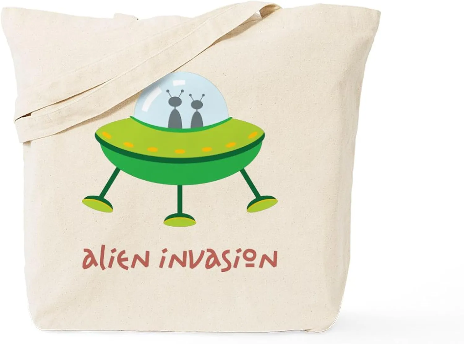 CafePress Alien Invasion Tote Bag Reusable Natural Beige Canvas Shopping Bag