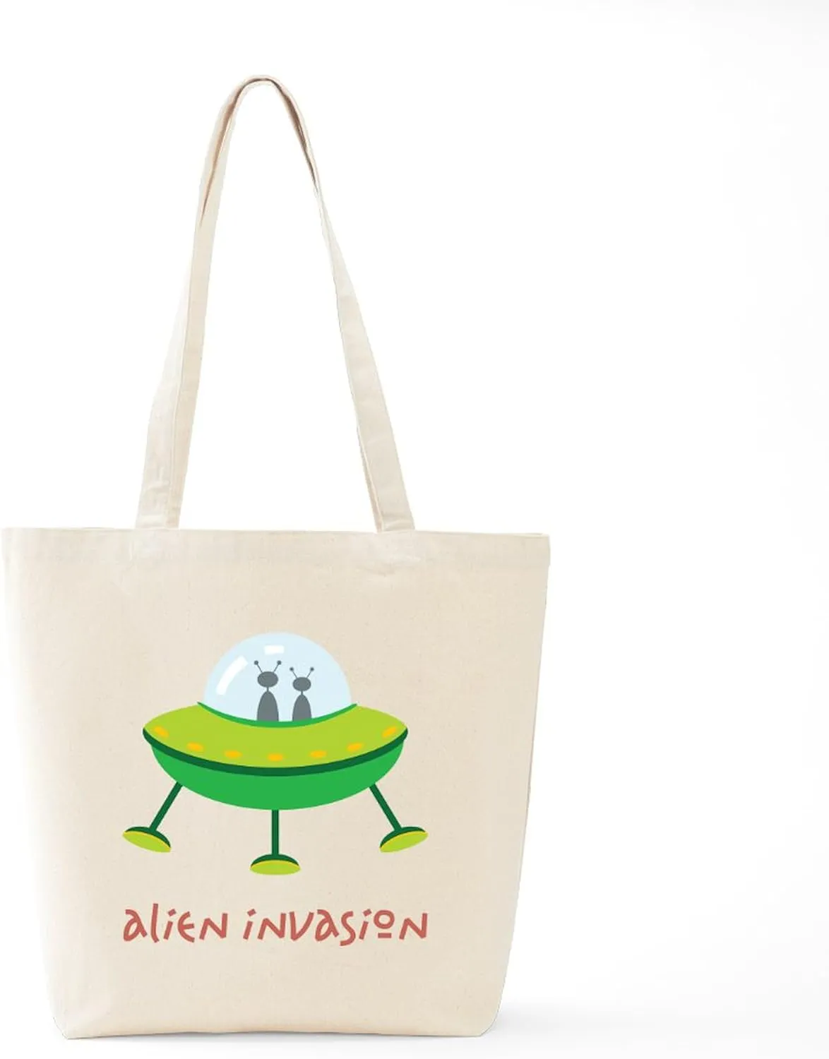 CafePress Alien Invasion Tote Bag Reusable Natural Beige Canvas Shopping Bag