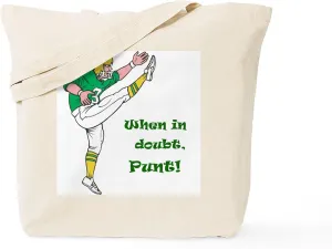 CafePress Kicker: When In Doubt, Punt Tote Bag Reusable Natural Beige Canvas Shopping Bag