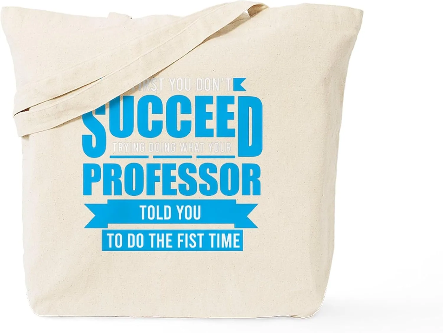 CafePress Professor Profession Funny Typography Quo Tote Bag Reusable Natural Beige Canvas Shopping Bag