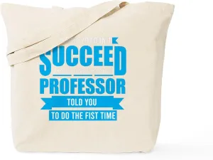 CafePress Professor Profession Funny Typography Quo Tote Bag Reusable Natural Beige Canvas Shopping Bag