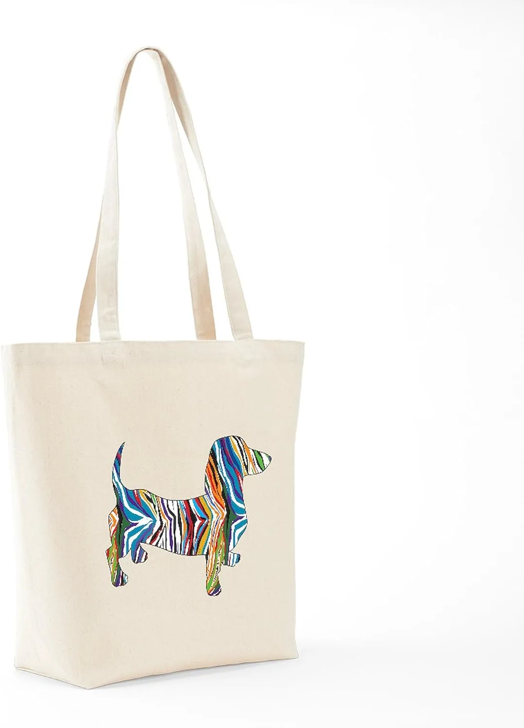 CafePress Psychedelic Doxie Dachshund Tote Bag Natural Canvas Tote Bag, Reusable Shopping Bag