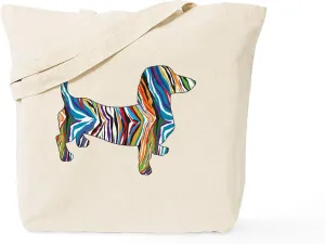 CafePress Psychedelic Doxie Dachshund Tote Bag Natural Canvas Tote Bag, Reusable Shopping Bag