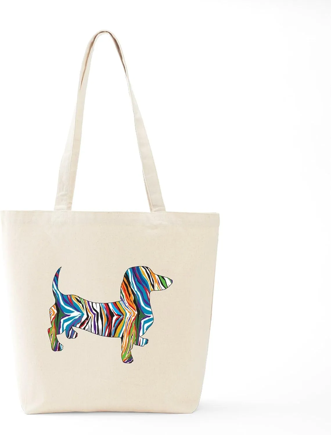 CafePress Psychedelic Doxie Dachshund Tote Bag Natural Canvas Tote Bag, Reusable Shopping Bag